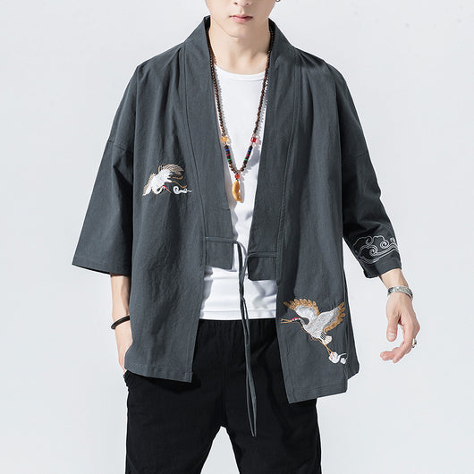 Cardigan Kimono Hombre Estilo Japonés Ligero para Playa y Vacaciones - Image 8