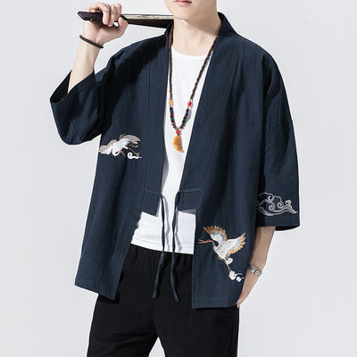 Cardigan Kimono Hombre Estilo Japonés Ligero para Playa y Vacaciones - Image 11