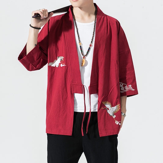 Cardigan Kimono Hombre Estilo Japonés Ligero para Playa y Vacaciones