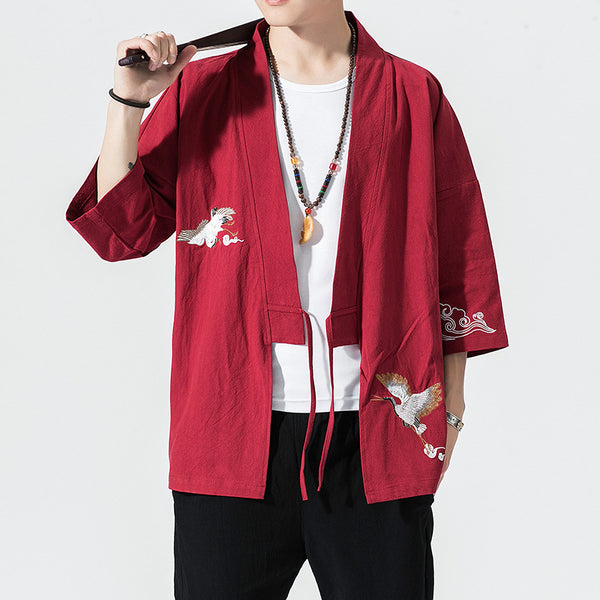 Cardigan Kimono Hombre Estilo Japonés Ligero para Playa y Vacaciones