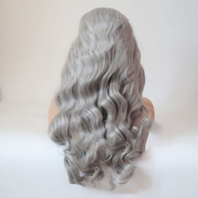 Peluca Ondas Grandes Gris Plata - Cabello Rizado Largo Fibra de Alta Temperatura - Image 2