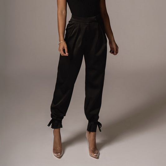 Pantalones Talle Alto con Cordones de Encaje para Mujer