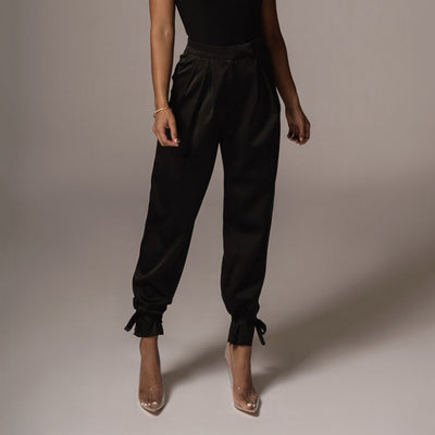 Pantalones Talle Alto con Cordones de Encaje para Mujer