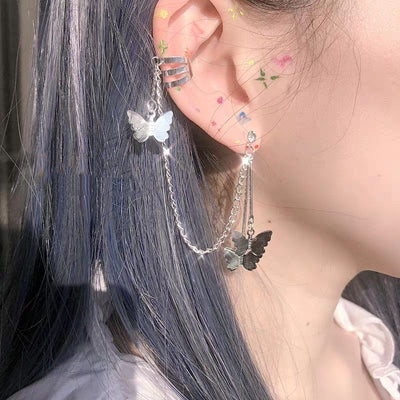 Aretes de Acero Inoxidable Clip Doble Perforación para Mujeres