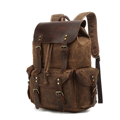 Mochila Ejecutiva de Lona Encerada y Cuero Crazy Horse - Bolsa para Laptop y Viajes - Image 8