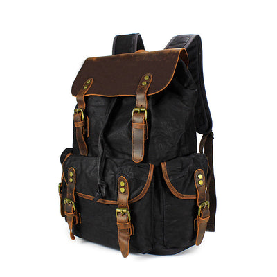 Mochila Ejecutiva de Lona Encerada y Cuero Crazy Horse - Bolsa para Laptop y Viajes - Image 6