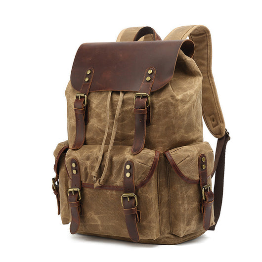 Mochila Ejecutiva de Lona Encerada y Cuero Crazy Horse - Bolsa para Laptop y Viajes - Image 7