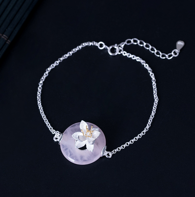 Pulsera de Jade Dongling Estilo Antiguo con Flor de Loto Plata - Diseño Retro Artístico para Mujer - Image 4