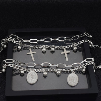 Pulsera de Cadena Doble Acero Inoxidable Hip-Hop Unisex Resistente al Decoloramiento - Image 5