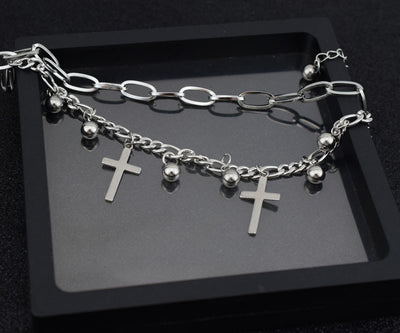 Pulsera de Cadena Doble Acero Inoxidable Hip-Hop Unisex Resistente al Decoloramiento - Image 4