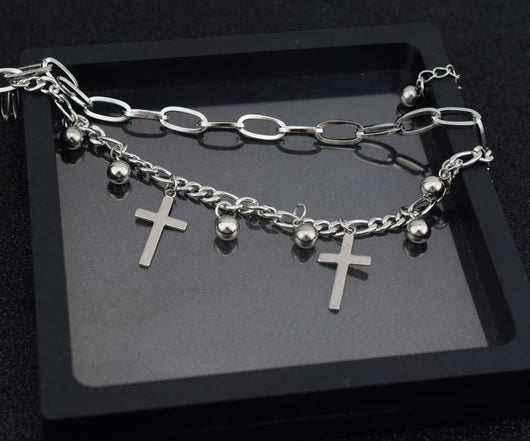 Pulsera de Cadena Doble Acero Inoxidable Hip-Hop Unisex Resistente al Decoloramiento - Image 4