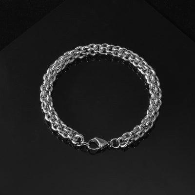 Pulsera de Acero Titanio para Hombre - Cadena Trenzada Estilo Hip-Hop Punk