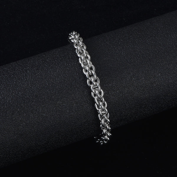 Pulsera de Acero Titanio para Hombre - Cadena Trenzada Estilo Hip-Hop Punk