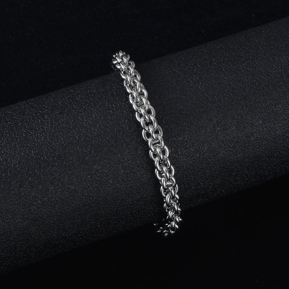 Pulsera de Acero Titanio para Hombre - Cadena Trenzada Estilo Hip-Hop Punk