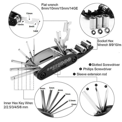 Llave Inglesa Portátil Multiherramienta para Bicicleta con Destornillador - Image 17