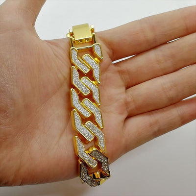 Pulsera Cubana de Diamantes para Hombre - Estilo Hip Hop Geométrico Brillante - Image 10