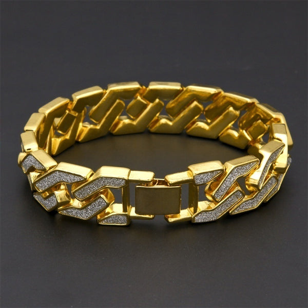 Pulsera Cubana de Diamantes para Hombre - Estilo Hip Hop Geométrico Brillante