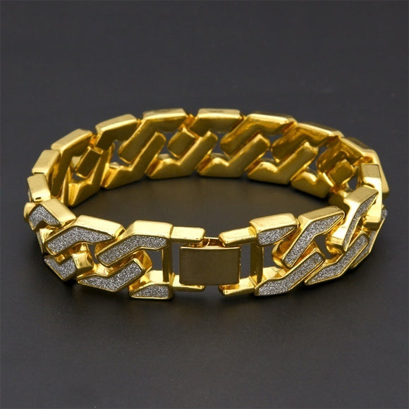 Pulsera Cubana de Diamantes para Hombre - Estilo Hip Hop Geométrico Brillante