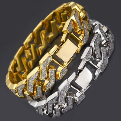 Pulsera Cubana de Diamantes para Hombre - Estilo Hip Hop Geométrico Brillante