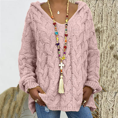 Sudadera con Capucha Tejida Retorcida de Colores Sólidos - Image 18