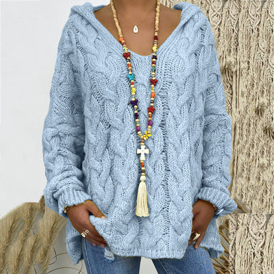 Sudadera con Capucha Tejida Retorcida de Colores Sólidos - Image 22