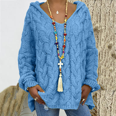 Sudadera con Capucha Tejida Retorcida de Colores Sólidos - Image 26