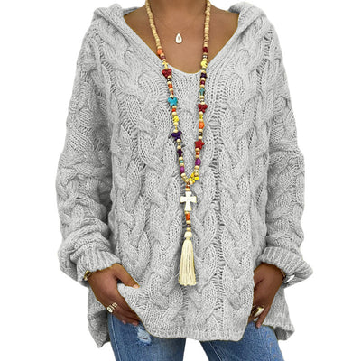 Sudadera con Capucha Tejida Retorcida de Colores Sólidos - Image 11