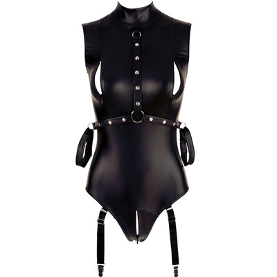 Conjunto Sensual de Cuero Charol Negro Talla Única - Image 4
