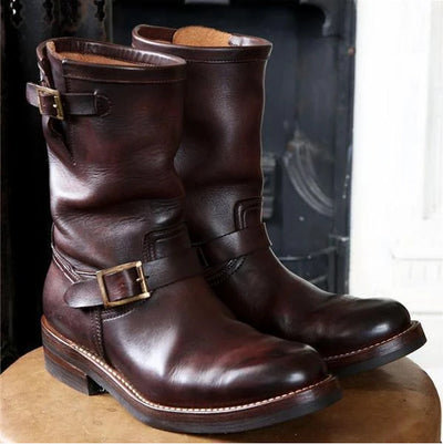 Botas de Hombre Otoño-Invierno Caña Media Punta Redonda Tacón Bajo - Image 8