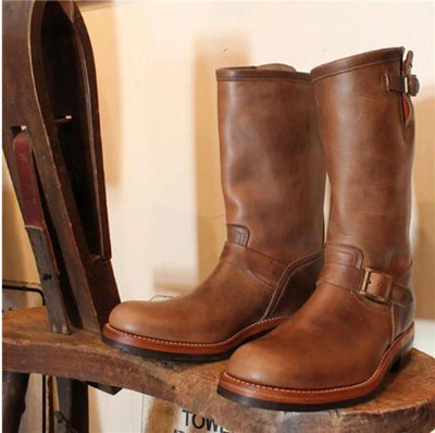Botas de Hombre Otoño-Invierno Caña Media Punta Redonda Tacón Bajo - Image 2