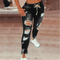 High-Waisted Distressed Skinny Jeans with Lace-Up Detail