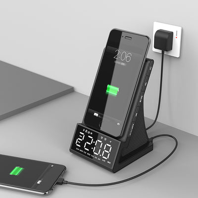 Parlante Bluetooth con Cargador Inalámbrico y Reloj Despertador LED Compatible con Apple - Image 3