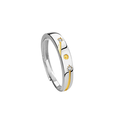 Anillo de Plata 925 Sol Luna Estrella para Parejas - Diseño Literario Minimalista - Image 7