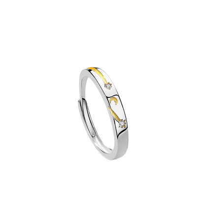 Anillo de Plata 925 Sol Luna Estrella para Parejas - Diseño Literario Minimalista - Image 8