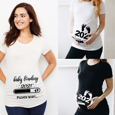 Playera de Maternidad con Estampado Infantil de Manga Corta