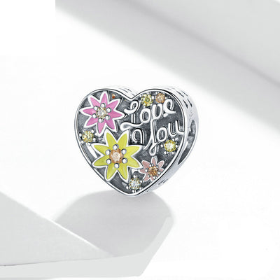 Pulsera de Plata Esterlina con Flores y Abalorios Love - Image 10