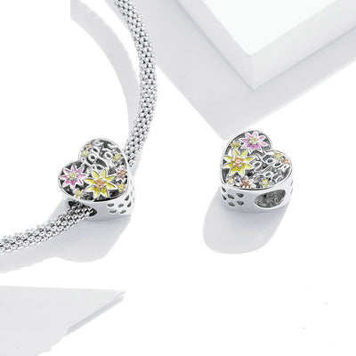 Pulsera de Plata Esterlina con Flores y Abalorios Love - Image 6