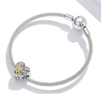 Pulsera de Plata Esterlina con Flores y Abalorios Love - Image 3