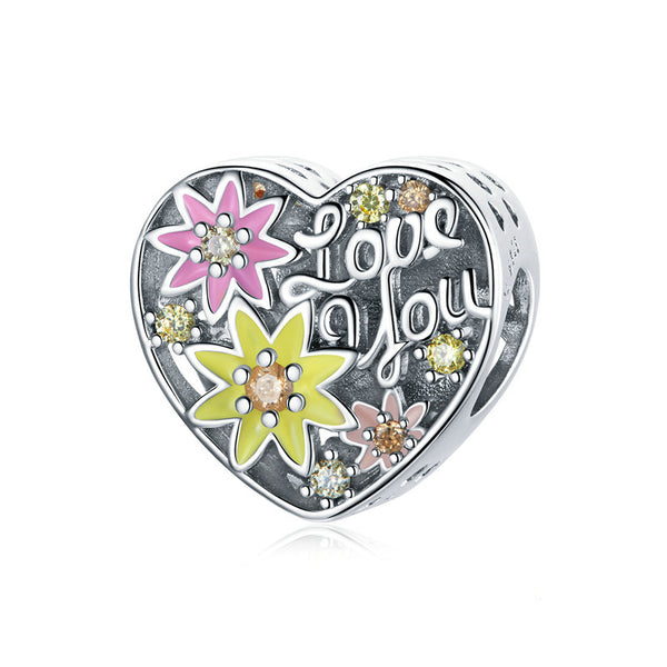 Pulsera de Plata Esterlina con Flores y Abalorios Love - Image 5