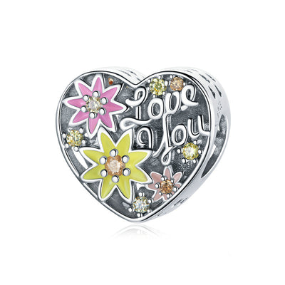 Pulsera de Plata Esterlina con Flores y Abalorios Love - Image 5