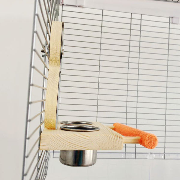 Juguete Interactivo para Loros con Espejo, Comedero de Acero Inoxidable y Rascador