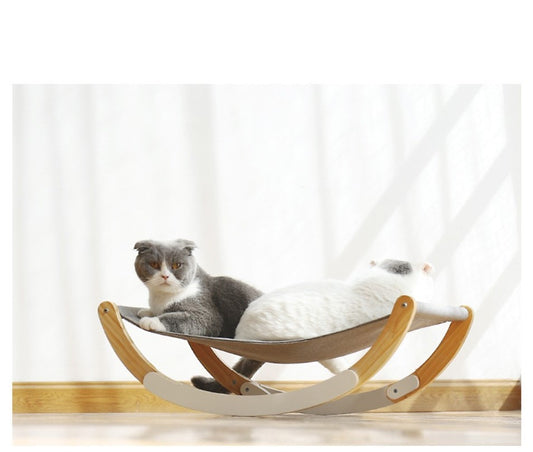 Hamaca Mecedora Dual de Madera Maciza para Gatos