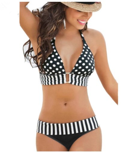 Bikini Halter Lunares Sexy con Corte Moderno - Traje de Baño Europeo