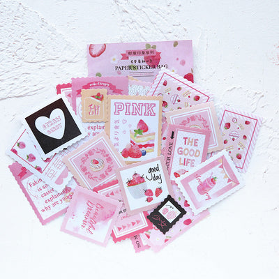 Stamp Impression Sticker Pack with various paper stickers featuring illustrations, text, and patterns, some with scalloped edges. - Image 3
