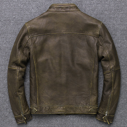 Chaqueta de Cuero Premium para Hombre con Cuello Tipo Mao - Image 3