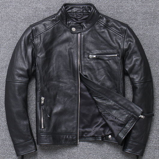 Chaqueta de Cuero Premium para Hombre con Cuello Tipo Mao - Image 4