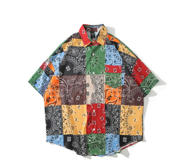 Camisa Hawaiana Holgada de Estilo Urbano Hip Hop - Diseño Casual Japonés para Hombre