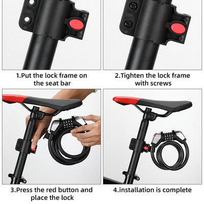 Candado de Bicicleta con Código 4 Dígitos, Núcleo de Aleación Ligera y Luz LED - Image 10