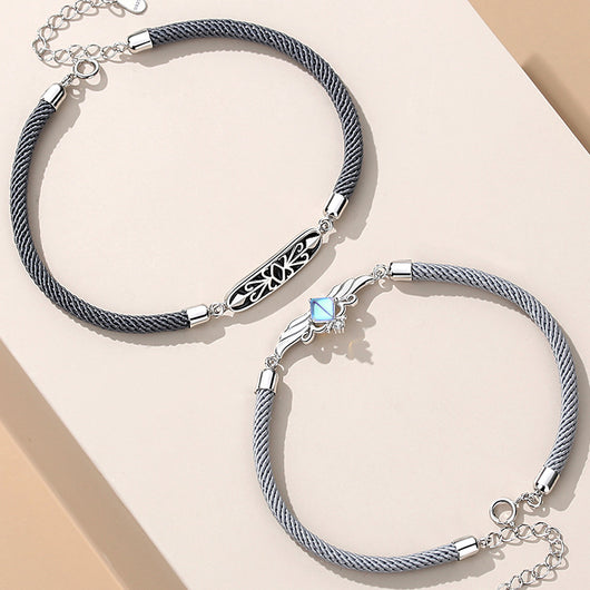 Pulsera de Plata S925 Pareja Caballero Princesa con Correa de Mano - Image 9