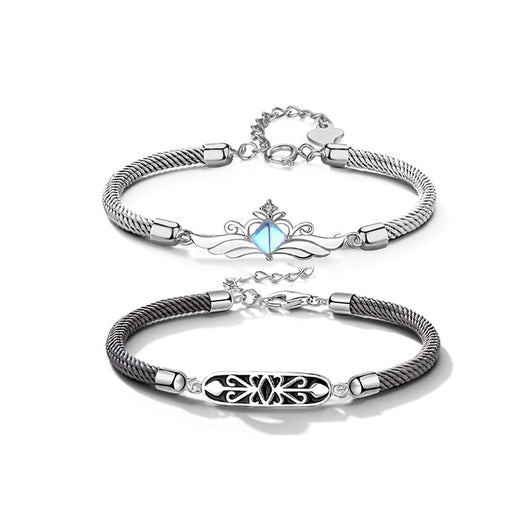 Pulsera de Plata S925 Pareja Caballero Princesa con Correa de Mano - Image 4
